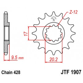 PIGNON JT 14 DENTS STEEL