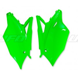 PLAQUES LATERALES UFO VERT FLUO KAWASAKI KXF 450 16-18 & KXF 250 17-18