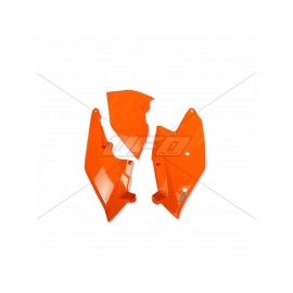 PLAQUES LATERALES UFO ORANGES + COUVERCLE BOITE A AIR SX/SXF 16-18 & EXC 17-18