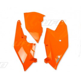PLAQUES LATERALES UFO ORANGES FLUO + COUVERCLE BOITE A AIR SX/SXF 16-18 & EXC 17-18